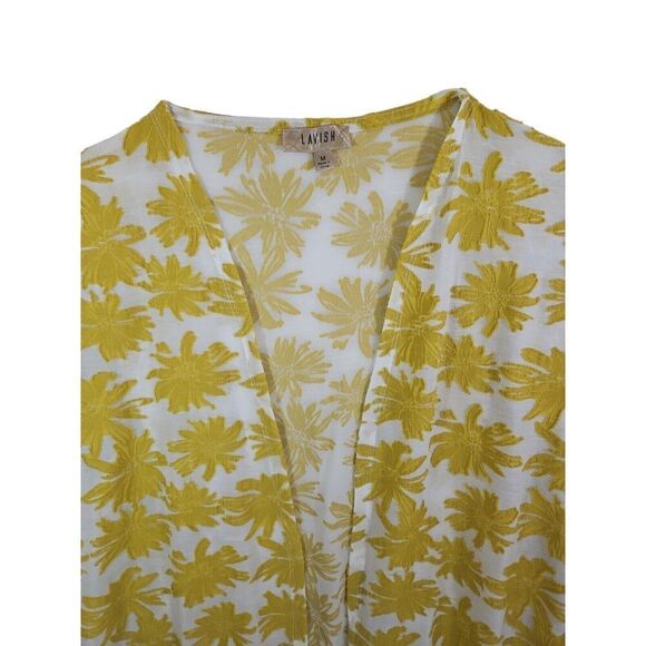 Lavish Bathing Suit  Cover Up Duster Jacket Sheer Floral Size M - Picture 3 of 7